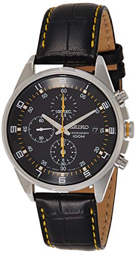 腕時計 セイコー メンズ Seiko - SNDC89P2 - Men's Watch - Quartz Chronograph - Black Dial - Black Leat