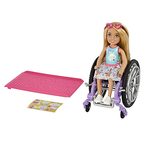 バービー バービー人形 Barbie Chelsea Doll & Wheelchair with Moving Wheels, Ramp, Sticker Sheet & Acc