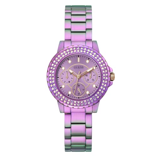 腕時計 ゲス GUESS GUESS Ladies Sport Crystal Multifunction 36mm Watch ? Purple Dial with Iridescent Pur