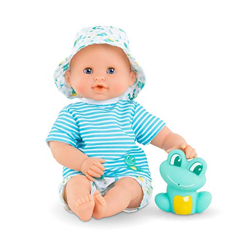 コロール 赤ちゃん 人形 Corolle Bebe Bath Marin Baby Doll - 12 Soft-Body with Rubber Frog Toy, Safe