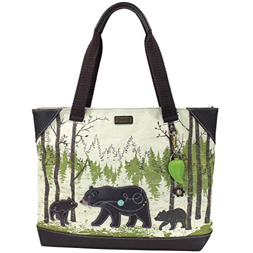 chala バッグ パッチ Chala Safari - Momma Bear in the Forest Tote Bag , Canvas Tote with Detachable Cha