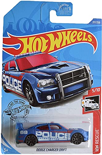 ホットウィール マテル ミニカー Hot Wheels Dodge Charger Drift, [Blue] 217/250 Rescue 5/10