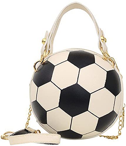 QZUnique ハンドバッグ カバン QZUnique Soccer CrossBody Bag Round Handbag PU Leather Messenger Shoulde