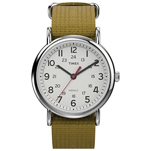 腕時計 タイメックス メンズ Timex Unisex Weekender 38mm Watch ? Silver-Tone Case White Dial with