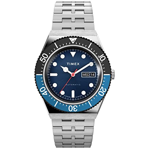 腕時計 タイメックス レディース Timex Men's M79 Automatic 40mm Watch- Silver-Tone Strap Blue Dial
