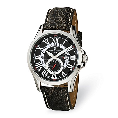腕時計 チャールズヒューバート メンズ Men's Charles Hubert Stainless Steel Black Dial Watch 10
