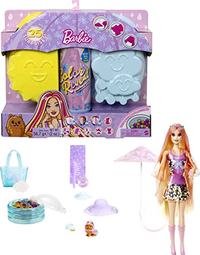 バービー バービー人形 Barbie Color Reveal Doll with 7 Surprises, Color Change and Accessories, Palm