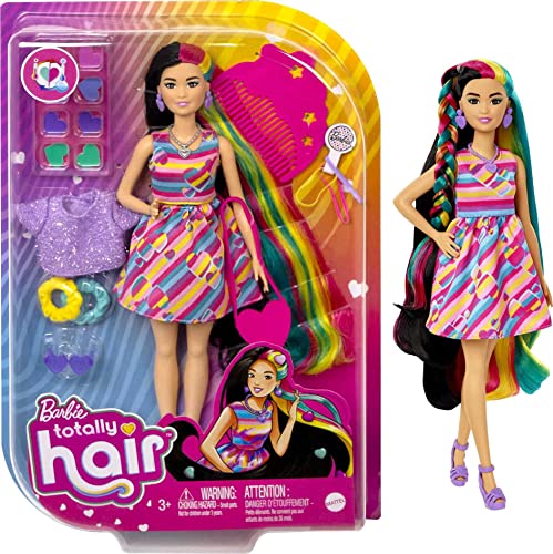 バービー バービー人形 Barbie Totally Hair Doll, Heart-Themed with 8.5-inch Fantasy Hair & 15 Styling