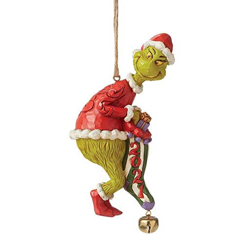 エネスコ Enesco 置物 インテリア Enesco Jim Shore Dr. Seuss Grinch Holding Dated Stocking Hanging Or