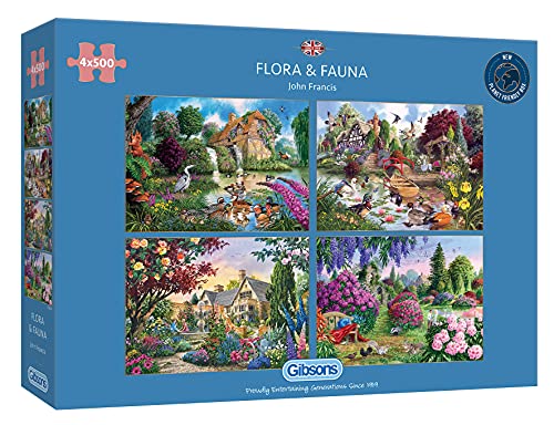 ジグソーパズル 海外製 アメリカ Flora & Fauna 4x500 Piece Jigsaw Puzzle Multi-Puzzle Sustaina