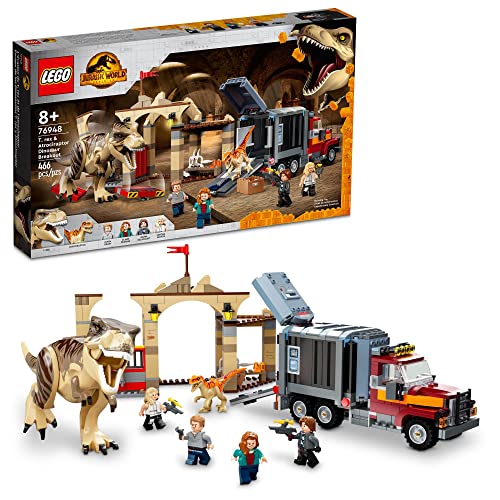 レゴ LEGO Jurassic World T. rex & Atrociraptor Dinosaur Breakout 76948 Dino Toy Set, Gift Toys for Kids Age