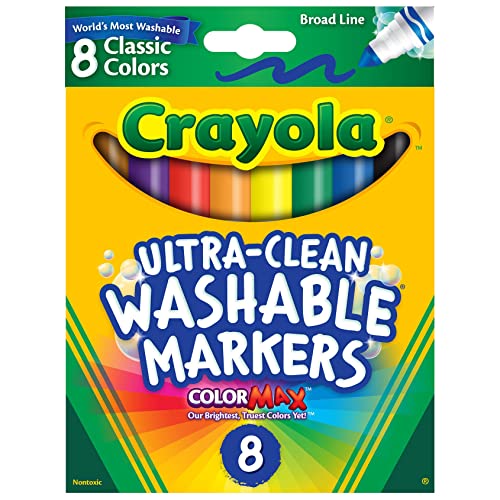 クレヨラ アメリカ 海外輸入 Crayola Washable Markers, Broad Point, Classic Colors, 8/Pack (58-7808)