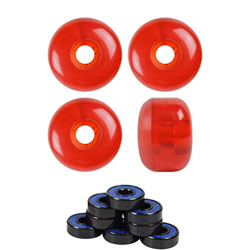 ウィール タイヤ スケボー Skateboard Wheels with ABEC 7 Bearings and Spacers (Red Gel, 58mm)