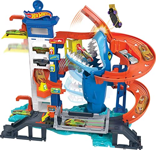 ホットウィール マテル ミニカー Hot Wheels City Toy Car Track Set Attacking Shark Escape Playset