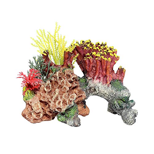 アクアリウム 水槽 置物 Danmu 1 Pack Polyresin Coral Ornaments, Aquarium Coral Decor for Fish Tank Aq