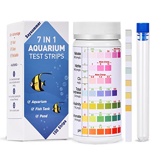 アクアリウム 水槽 置物 7-Way Aquarium Test Strips, 100 Strips Aquarium Testing Kit for Freshwater Sa