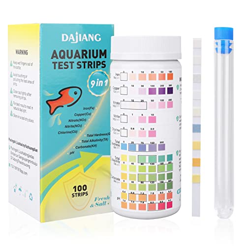 アクアリウム 水槽 置物 DAJIANG 9 in 1 Aquarium Test Strips,100 Strips Aquarium Testing Kit for Fresh