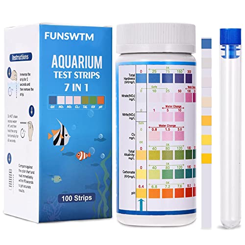 アクアリウム 水槽 置物 Aquarium Test Strips for Freshwater Fish: 7 in 1 Fish Tank Water Testing Kit