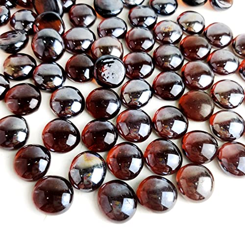 アクアリウム 水槽 置物 HappyFiller Dark Amber Glass Gems Flat Marbles with 1 PC Inspirational Gemsto