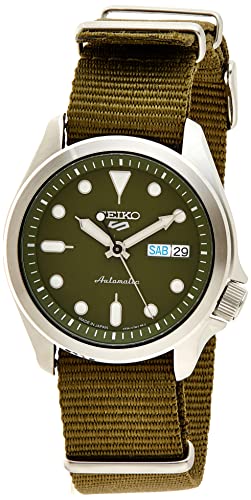 腕時計 セイコー メンズ SEIKO Men's 5 Sports Stainless Steel Automatic Watch with Nylon Strap, Green,