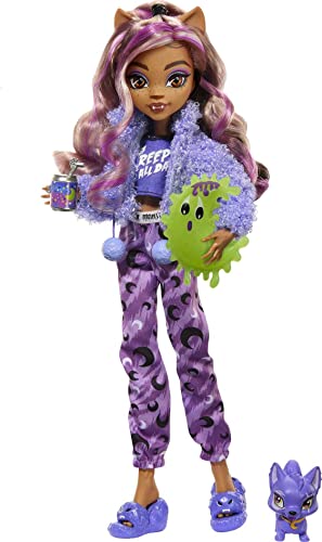 モンスターハイ 人形 ドール Monster High Doll, Clawdeen Wolf Creepover Party Set with Pet Dog Cresc