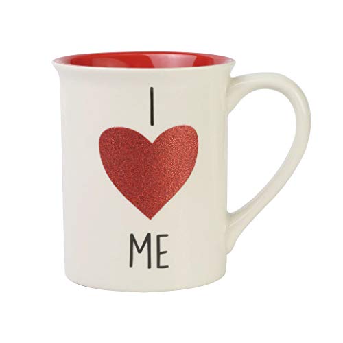 エネスコ Enesco 置物 インテリア Enesco Our Name is Mud I Heart Me Glitter Coffee Mug, Red and White