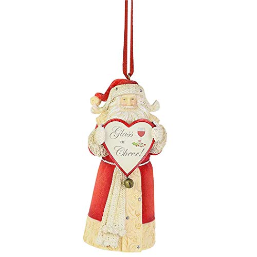 エネスコ Enesco 置物 インテリア Enesco Heart of Christmas Santa Glass of Cheer Hanging Ornament, 4.