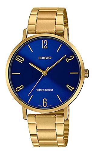 腕時計 カシオ レディース Casio LTP-VT01G-2B Women's Minimalistic Gold Tone Stainless Steel Blue Dia