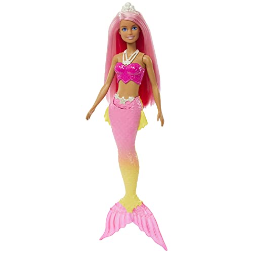 バービー バービー人形 Barbie Dreamtopia Mermaid Doll, Pink Hair, Pink & Yellow Ombre Tail & Tiara Ac