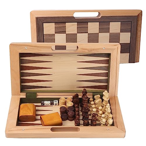 ボードゲーム 英語 アメリカ GSE 16 Deluxe 3-in-1 Wooden Folding Chess, Checker and Backgammon Boar