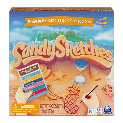 ボードゲーム 英語 アメリカ Spin Master Sandy Sketches Sand Drawing Guessing Board Game, Family Gam