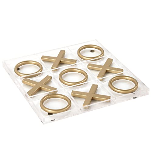 ボードゲーム 英語 アメリカ FUIN 12 x 12 Acrylic Decorative Gold Tic Tac Toe Board Game Set for C