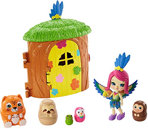 エンチャンティマルズ 人形 ドール Enchantimals Peeki Parrot Tree Hut (5.8-in) with 1 Doll, (3.5-