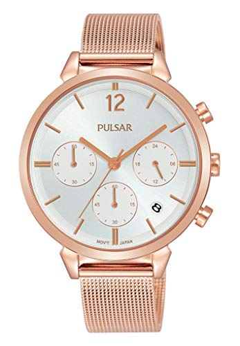 腕時計 パルサー SEIKO Pulsar Quartz Women's Watch Chronograph Stainless Steel with Metal Strap, Pink, B
