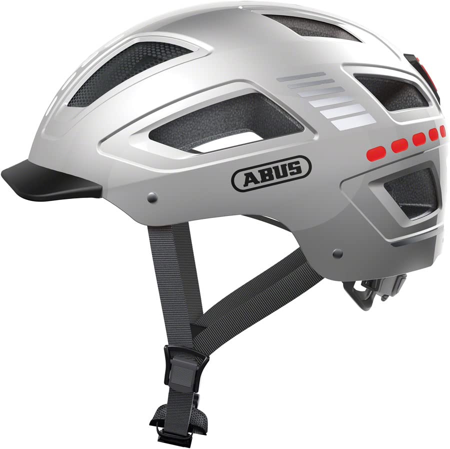 ヘルメット 自転車 サイクリング ABUS Hyban 2.0 with LED Light Adult Urban Helmet,Signal Silver, S