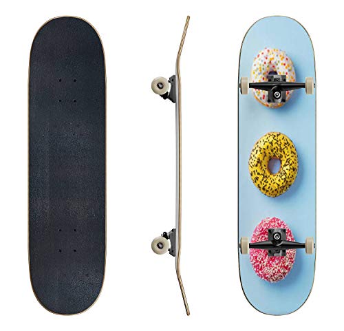 ロングスケートボード スケボー 海外モデル Skateboards Donuts Selection on Blue Background Va