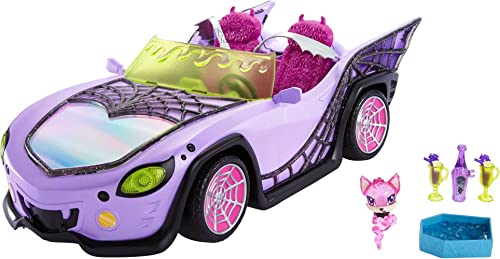 モンスターハイ 人形 ドール Monster High Toy Car, Ghoul Mobile with Pet and Cooler Accessories, Pur