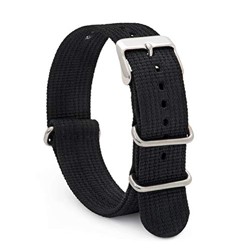腕時計 シュパイデル アメリカ Speidel NATO Style Watch Band 18mm Black Woven Military Style Nylon