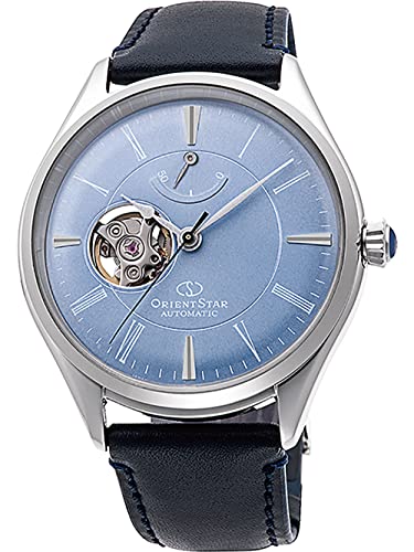 腕時計 オリエント メンズ Orient Star Classic Semi-Skeleton Pale Aqua Dial Watch RE-AT0203L, Blue
