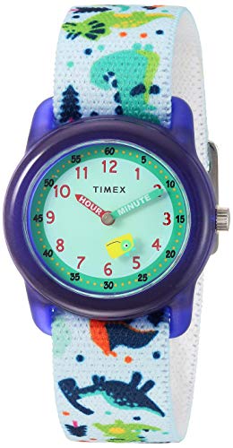 腕時計 タイメックス レディース Timex Boys TW7C77300 Time Machines White/Dinosaurs Elastic Fabric