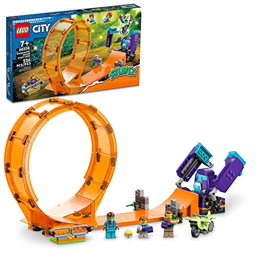 レゴ LEGO City Stuntz Smashing Chimpanzee Stunt Loop 60338 with Flywheel Toy Motorcycle, Ramp, Chimp Prop an