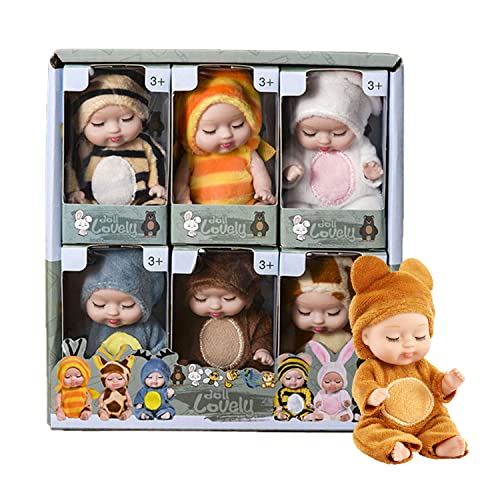 バービー バービー人形 KOILLIEUS 4 Inch Mini Baby Dolls 6pcs Gift Set, Cute Small Baby Doll Toys with