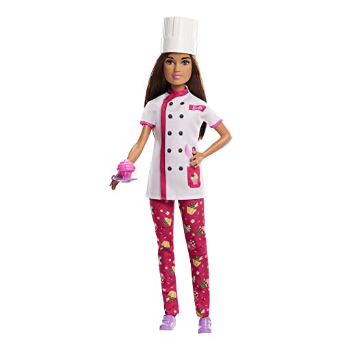 バービー バービー人形 Barbie Doll & Accessories, Career Pastry Chef Doll with Hat, and Cake Slice