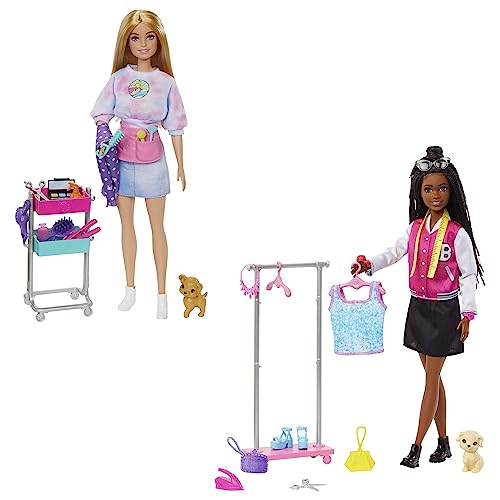 バービー バービー人形 Barbie On-set Stylist Doll & 14 Accessories, Brooklyn Doll with Garment Rack,