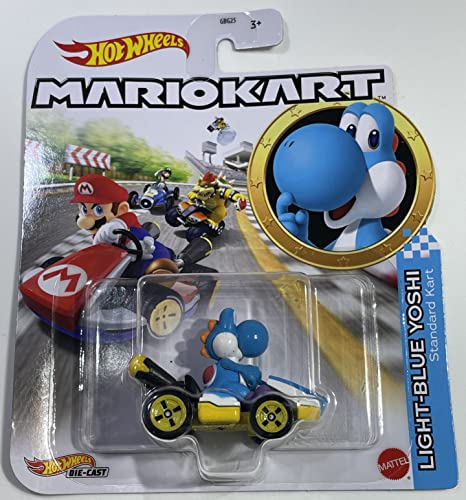 ホットウィール マテル ミニカー Hot Wheels - Mario Kart - Light-Blue Yoshi - Standard Kart - 2023
