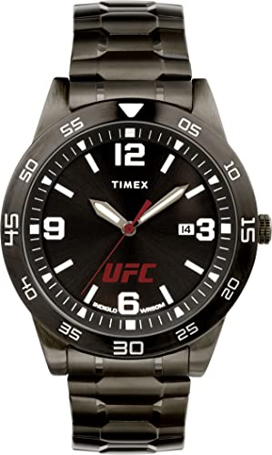 腕時計 タイメックス メンズ Timex UFC Men's Legend 42mm Watch - Gunmetal Strap Black Dial Gunmetal