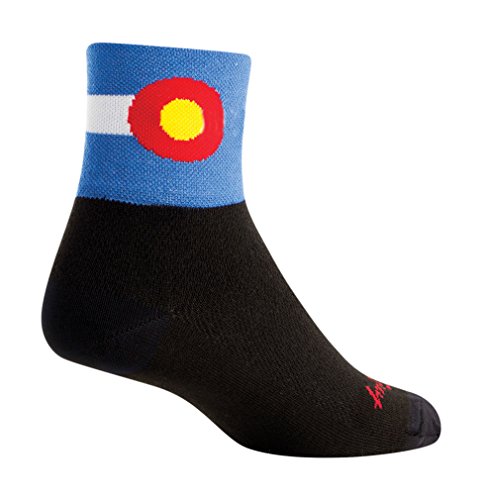 チェーン パーツ 自転車 SockGuy, Classic Colorado Flag 2 Mens Socks, cuff height 3, size S / M, blac
