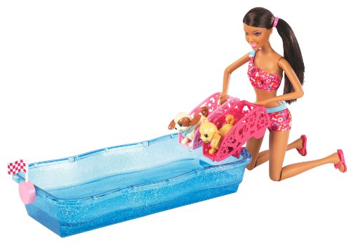 バービー バービー人形 日本未発売 Barbie Swim and Race Pups African-American Doll Playset