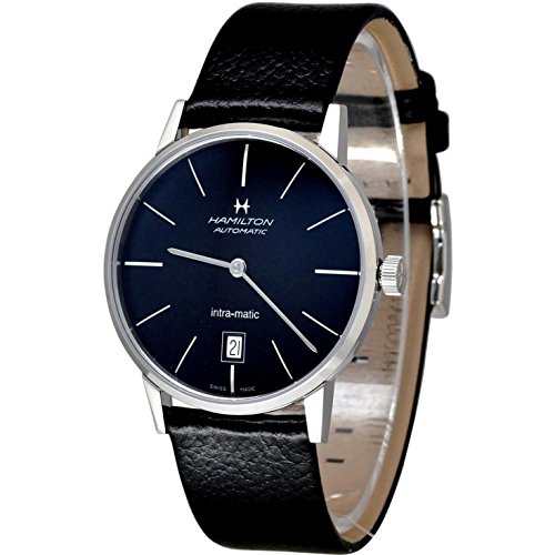 腕時計 ハミルトン メンズ Hamilton Intra-Matic Black Dial Black Leather Men's Watch H38455731