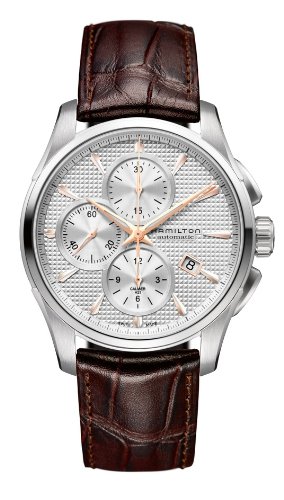 腕時計 ハミルトン メンズ Hamilton Jazzmaster Silver Dial SS Leather Chrono Automatic Male Watch H32